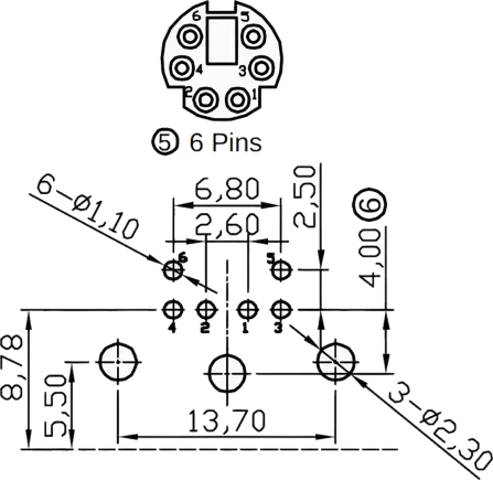 A-DIO-FS06/PURPLE - Mini-DIN-Diodeneinbaubuchse 6pol violett