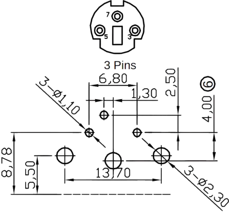 A-DIO-FS03 - Mini-DIN-Diodeneinbaubuchse 3pol