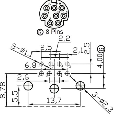 A-DIO-FS08 - Mini-DIN-Diodeneinbaubuchse 8pol
