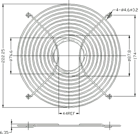 LGM254 - Fan guard for 254 x 254mm made of chrome-plated metal