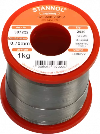 LZ3007-1000 - Lötdraht auf Rolle 2630 2,2% 0,7mm Sn60Pb39Cu1 1000g