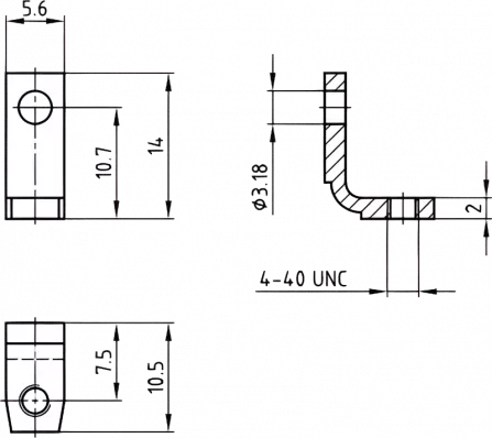 160X10579X - D-Befestigungs-Winkel-Satz UNC4-40 (2tlg)