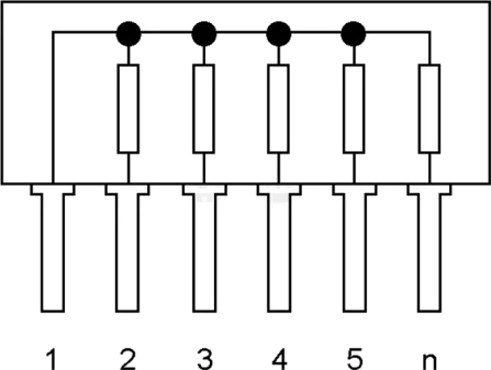 4606X-101-222LF - SIL resistor network 5R/6P ±2% 0.125W 2.2K