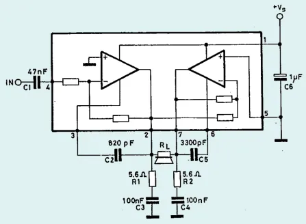 TDA7236 - Very Low Voltage Audio Bridge, 1,8V DIP8