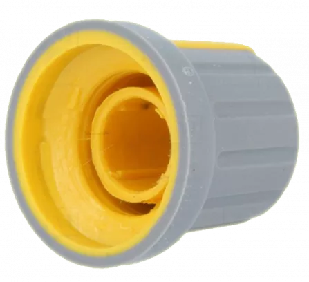 GMN-4SYL - Miniaturknopf, Achse 6mm, Höhe 14mm, grau-gelb