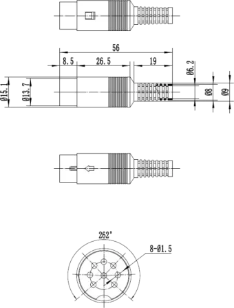 DC-016 - DIN-Stecker gerade 8-polig Pin-Konfig: 262°