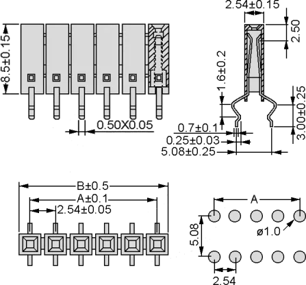BLD1X32TG - Buchsenleiste 1R gerade 1x32polig Au