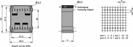 BVUI3030145 - Flachtrafo 6VA 2x115V2x12V 2x250mA UI30
