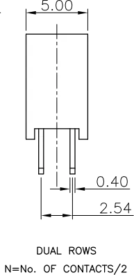 BL2/20Z - Femal Header 2x20 S-Off Straight Au P2.54