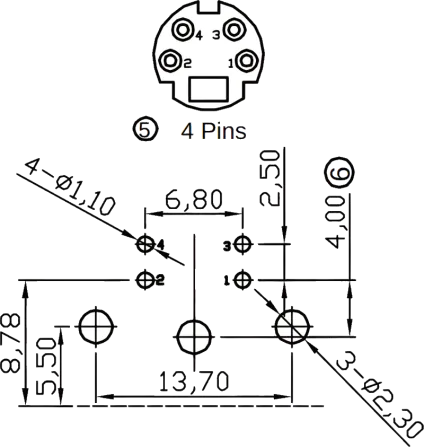 A-DIO-FS04 - Mini-DIN-Diodeneinbaubuchse 4pol 30VDC 1A