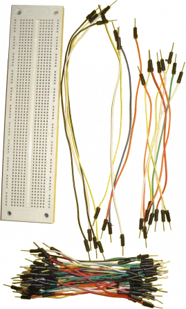 BB-830-65K - Breadboard 830 Punkte (630+200) und 65 Kabel 100mm bis 220mm farbig