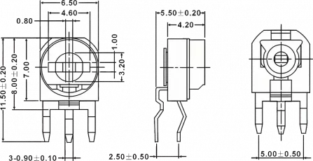 RKT6H-10K - Trimmpotenziometer horizontal ±30% 50V RM2,5/5 10K