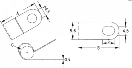 KTCC-9 - Stainless steel cable clamp for cable diameters of 9 mm