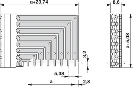 MSTBO2,5/8-GR-5,08 - Grundleiste 8polig RM5,08