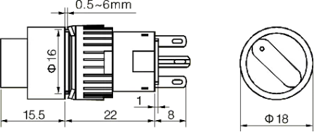 V16-11X-2-12G - 2-position SPDT 3A/220VAC 2A/24VDC -20÷55°C