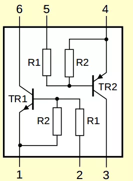 PUMD17 - Dual Transistor NPN/PNP 50V 0,1A 300mW SOT363