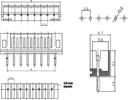 NSL20-5G - PCB Header 5-Pole Straight P=2mm