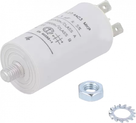 C274AC34400SA0J - Motoranlaufkondensator 4uF 470VAC 30x56.5mm Anschlüsse 2x6,3mm Flachstecker