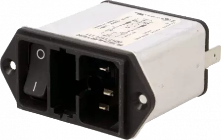 DD12.1121.111 - IEC Stecker Kombi mit Netzfilter und Schalter DPST 250V/1A 2xSicherung