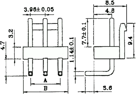 NSL39-4W - Nylonstiftl. 4pol gewink. RM3,96mm