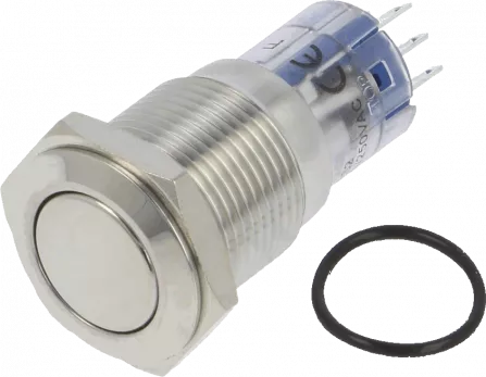 MP0045/1D0NN000S - Vandal-proof push-button DPDT 250VAC/3A IP67 Ø16.2mm