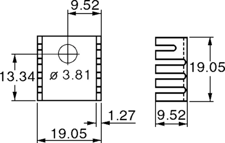 SK235S - Kühlkörper eloxiert 19,05x19,05x9,52mm