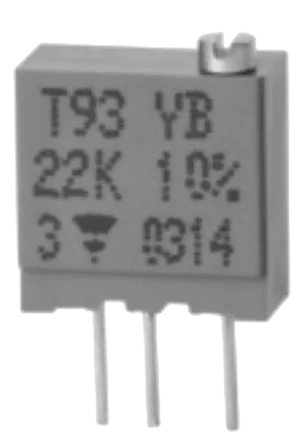 T93YBK002.2 - Cermet Spindeltrimmer RM5,08/2,54 Gehäuse: 9,7x5,0mm YB 2K2