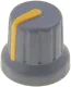 GMN-4SYL - Miniature knob for potentiometershaft 6mm height 14mm grey-yellow