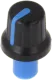 GMN-4P-BL - Black knob; with blue pointer; ABS; Shaft d:6mm; Ø16x14.4mm; push-in