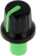GMN-4P-GN - Black knob; with green pointer; ABS; Shaft d:6mm; Ø16x14.4mm; push-in