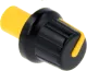 GMN-4P-YL - Black knob; with yellow pointer; ABS; Shaft d:6mm; Ø16x14.4mm; push-in