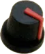 CL170842CR - Drehknopf schwarz, roter Zeiger, Achse: 6mm, geriffelt