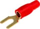 GKS-M4/6R - vergoldeter Gabelkabelschuh M4 6mm² isoliert, rot