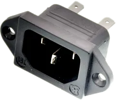 GSD781 - IEC Netz-Einbaustecker 10A Lochabstand=40mm mit Flachstecker 4.8mm