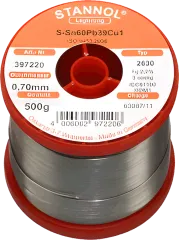 LZ3007-0500 - Lötdraht auf Rolle 2630 2,2% 0,7mm Sn60Pb39Cu1 500g