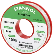 HF3210-100 - Lötdraht auf Spule HF32 3,5% 1,0mm Sn60Pb39Cu1 100g