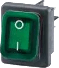 B448MASK-GN - Wippenschalter DPST 16A 250V sw/gn beleuchtet