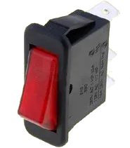 C5503AB-RT - Wippenschalter SPST 16A 250V sw/rt beleuchtet