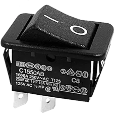 C1550AB01 - Rocker Sw. DPST 16A 250V Black/Black