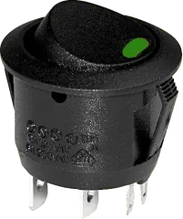 WIP12LED-GN - Wippenschalter SPST-NO 6A 250V sw/LED grün