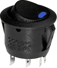 WIP12LED-BL - Wippenschalter SPST 250V 10A schwarz blaue LED