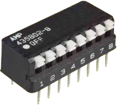 435802-9 - DIP-Schalter Piano 8polig RM2,54 abgewinkelt incl. Staubschutz