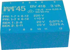 TRICOLL45-BV418 - 3VA, 110/220VAC, 2 x 20VAC