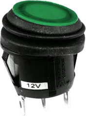 WIP12IP65B-LEDGN - Wippenschalter Gehäuseausschnitt: 20,2mm IP65 12V beleuchtet grün