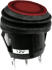 WIP12IP65B-LEDRT - Wippenschalter Gehäuseausschnitt: 20,2mm IP65 12V beleuchtet rot