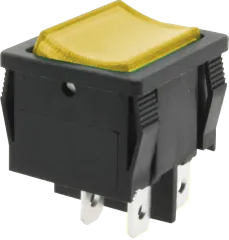 KWS70-GB - Wippenschalter 250VAC/6A - DPST beleuchtet (230V) gelb