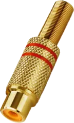 T-707JGLC-RT - Cinch-Buchse mit Kabelknickschutz vergoldet rot 5,9mm