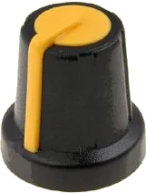 GMN-2YL - Miniaturknopf, Achse 6mm, Höhe 16mm, schwarz-gelb