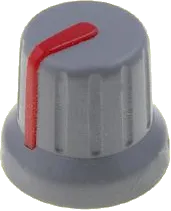 GMN-4SRD - Miniaturknopf, Achse 6mm, Höhe 14mm, grau-rot