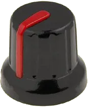 GMN-4RD - Miniaturknopf, Achse 6mm, Höhe 14mm, schwarz-red